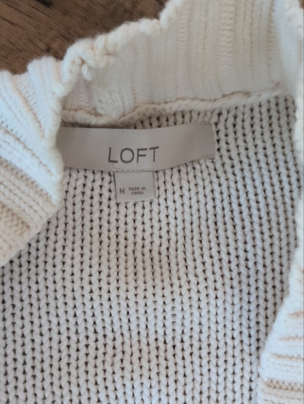 LOFT Cream Open-Front Rib Trim Cardigan - Picture 3 of 5